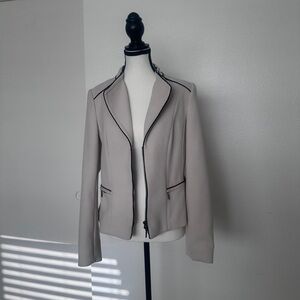 White House Black Market Pearl Dust Textured Blazer with Black Trim